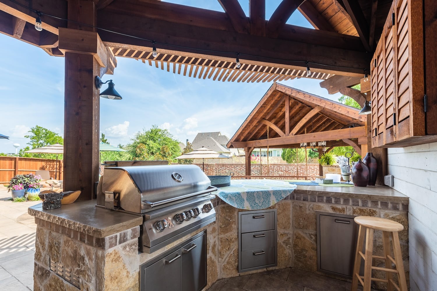 An outdoor kitchen.