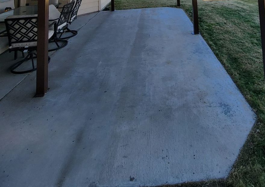 A concrete patio slab.